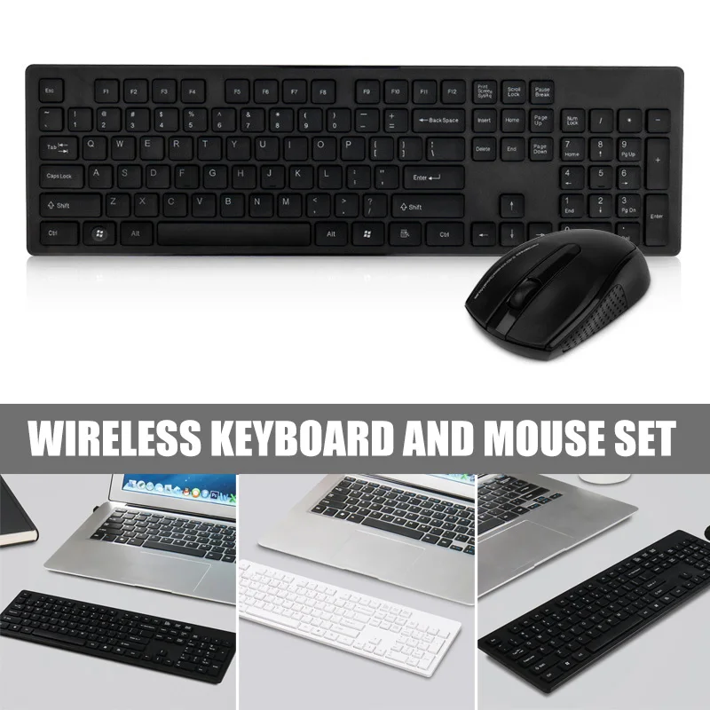 

2.4G Wireless Keyboard with Mouse Combo USB 2.0 1000DPI Mouse 104 Keys Keypad Set SD998