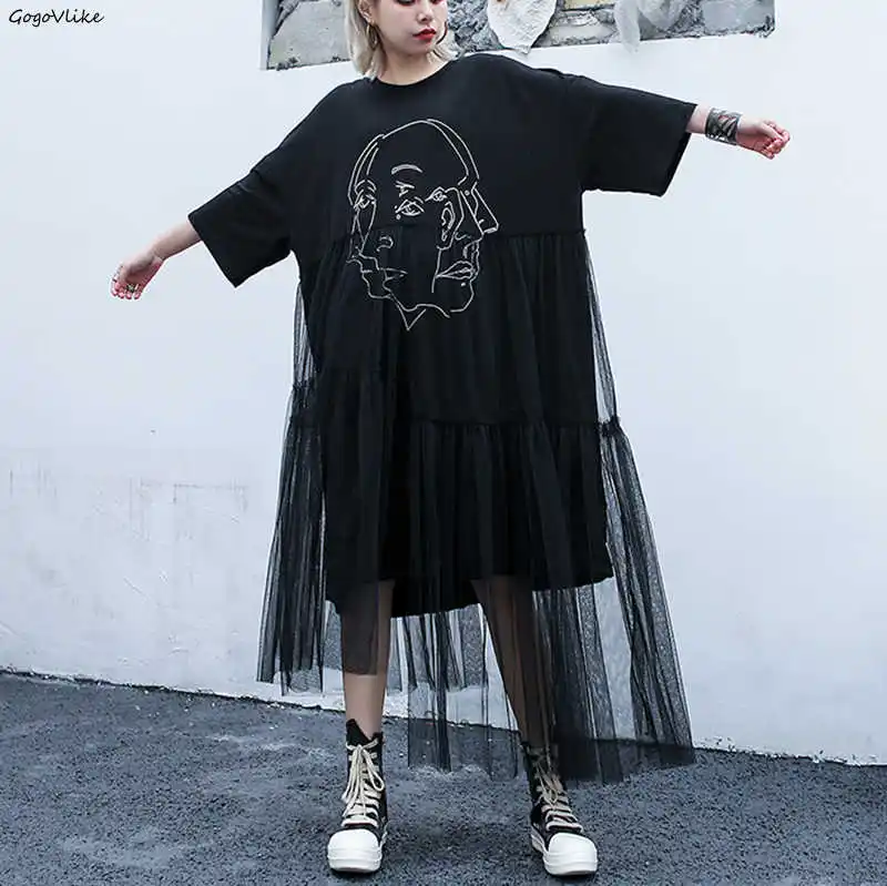 Вышивка Тюль пряный платье лицо Oversize лето девушка сетки платья Для женщин Элегантный Костюмы корейский LT453S50