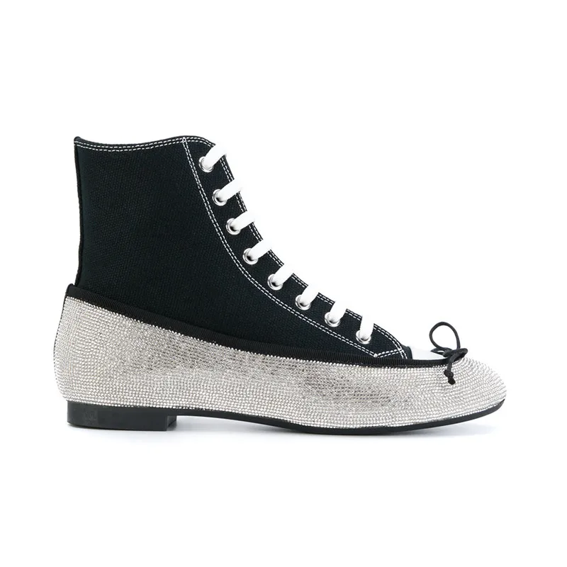 Cristal Papillon low Noeud Up Femme Attraper Chaussures Embellie Plat Toile Bling Top Ballet Yeux Lace Sport Sneakers Top High pwr18pPq