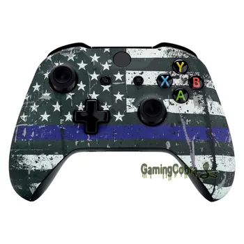 

The Thin Blue Line Flag of USA Patterned Repair Front Housing Shell with Screwdriver for Xbox One X S Controller # SXOFT30X