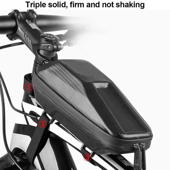 Flash Deal New Bike Front Beam Bag Waterproof EVA Wear-resistant Carbon Pattern Bicycle Bag  LMH66 10