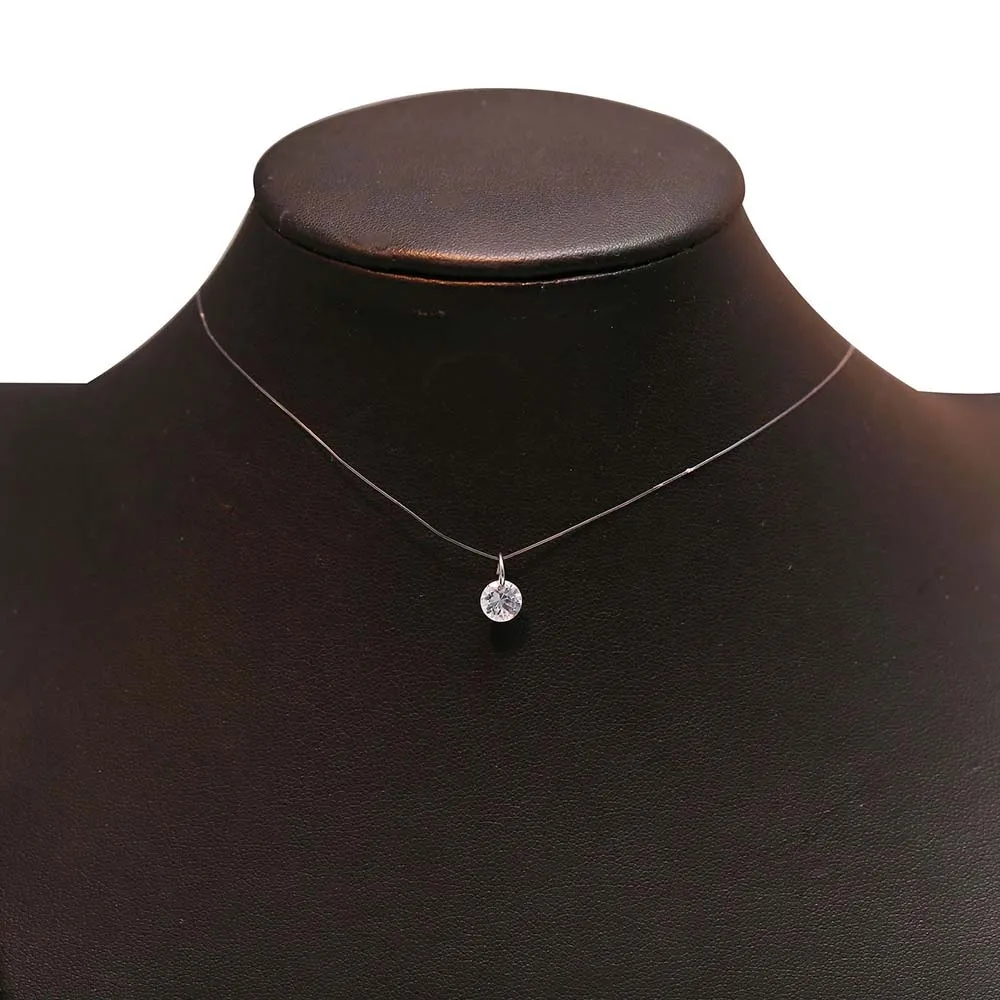 

Transparent Fish Line Zircon Crystal Necklace for Women Minimalist Choker Simple Trendy Necklaces Ethnic Fashion Jewelry MA007