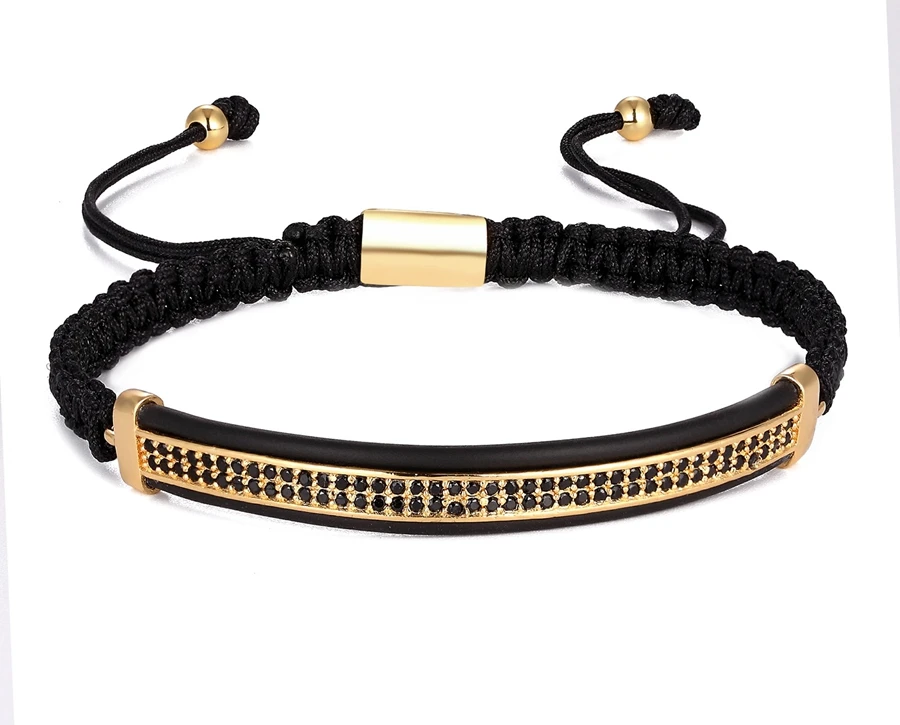Top Quality Luxury Jewelry 3pcs/Set Bracelet Hip Hop Gold Jewelry Cubic Micro Pave CZ Crown Bead Bracelets For Men Women Gift