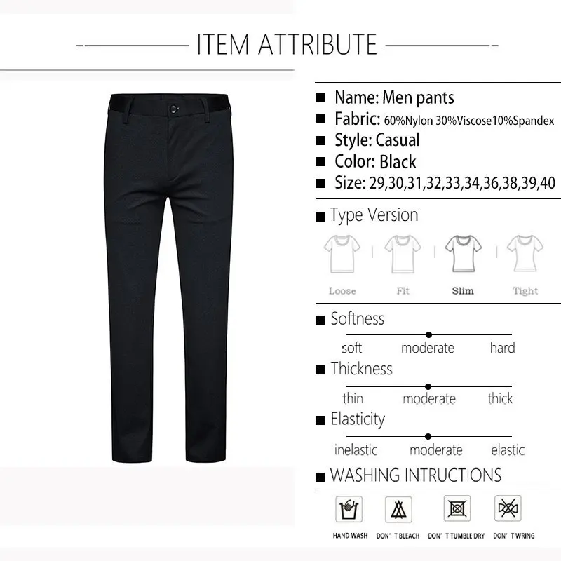 TFETTERS 2019 Men Summer Fashion Business Casual Long Pants Suit Pants Male Elastic Straight Formal Trousers Plus Big Size 28-40
