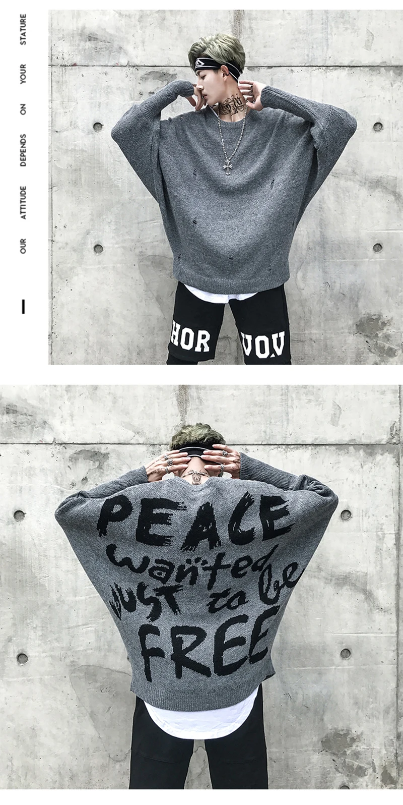Letter Men Hip Hop Sweater Streetwear Print   (5)
