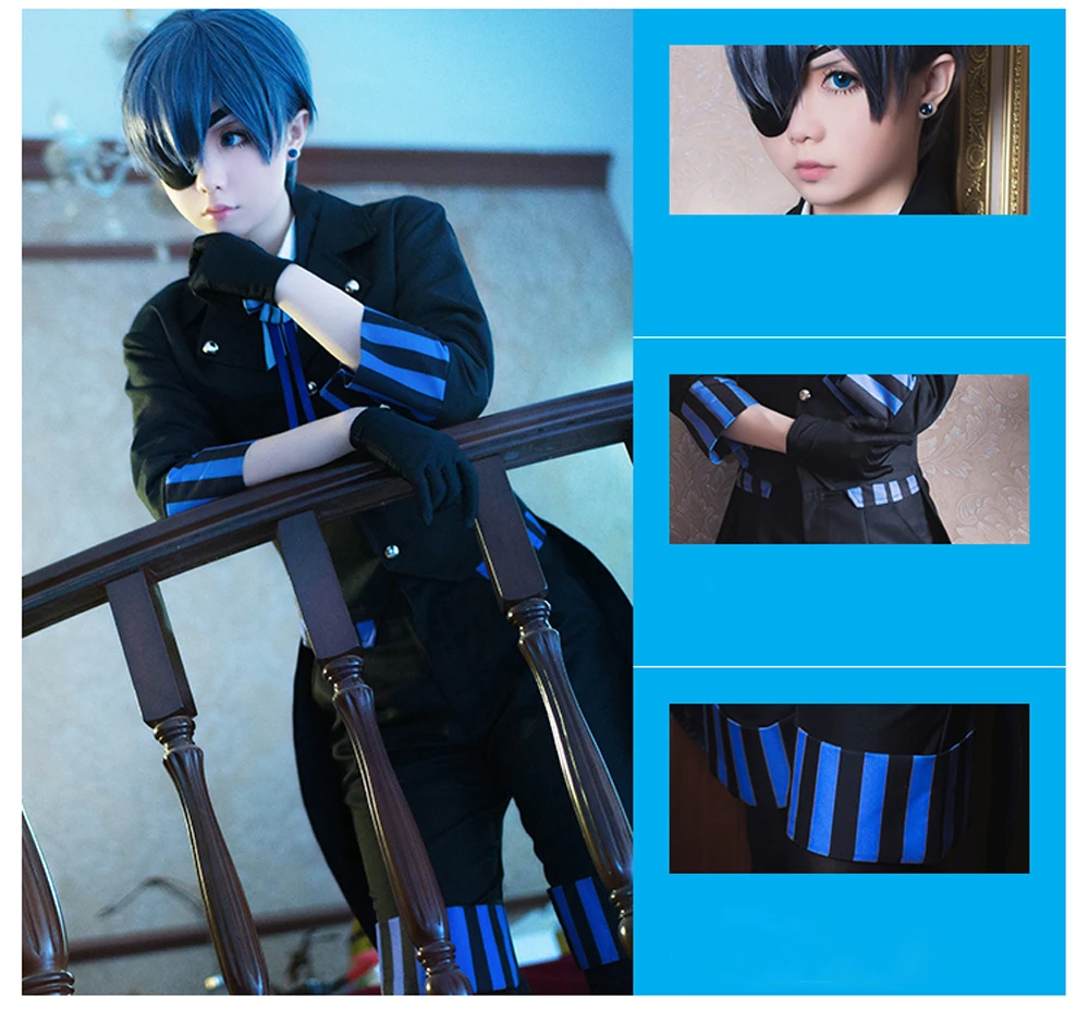 VEVEFHUANG Ciel Phantomhive Cos Япония Одежда карнавальный костюм Косплэй Хэллоуин мужские и женские сапоги для косплея Темный Дворецкий Косплей Kuroshitsuji Cos