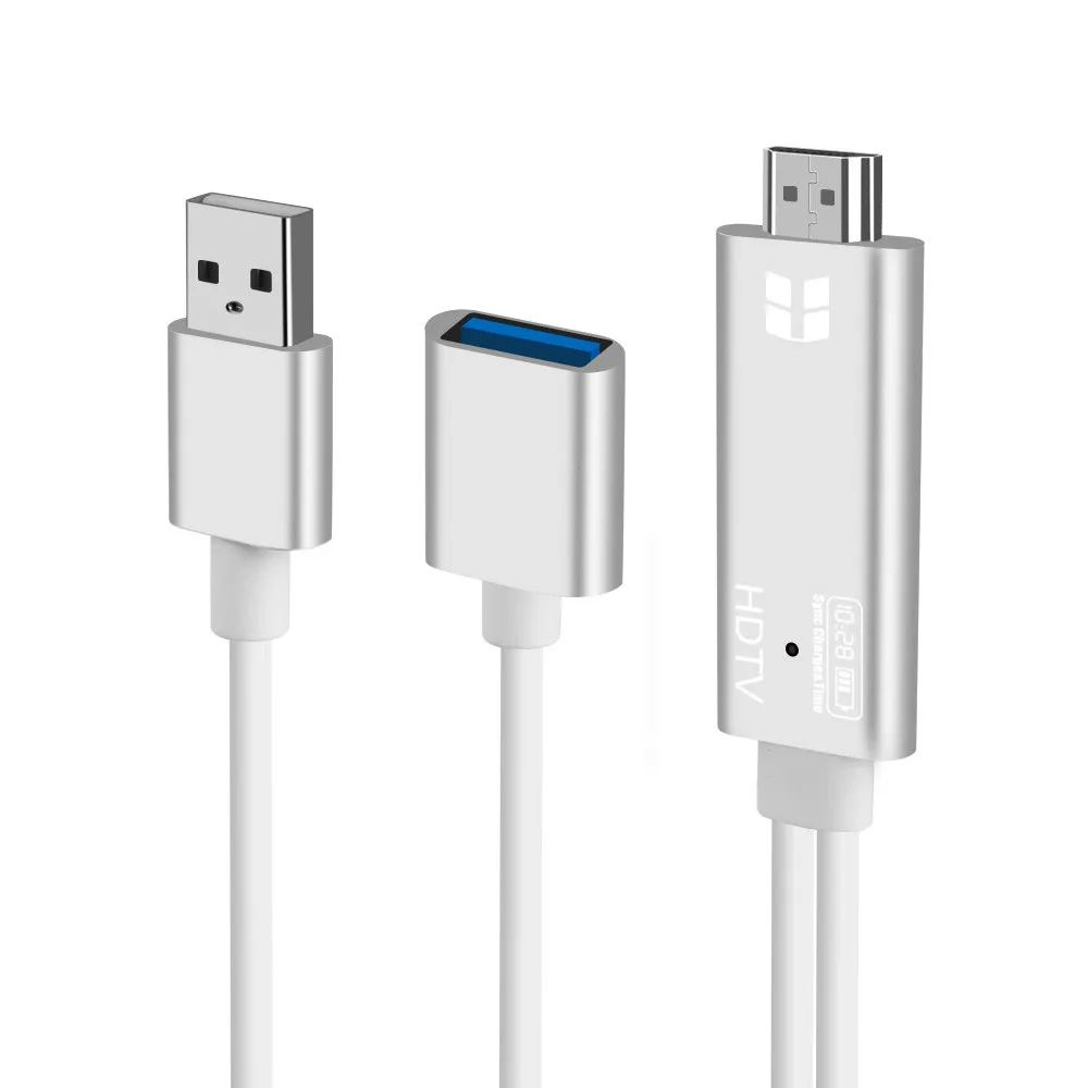 2 в 1 USB 0 к HDMI 4K HD 1080P цифровой HDTV AV ТВ адаптер кабель для iPhone XS /XS MAX/XR с индикатором