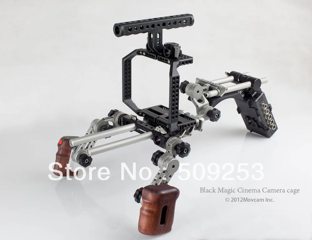 Movcam BMCC shoulder rig Black Magic Cinema Camera Cage Handle Battery