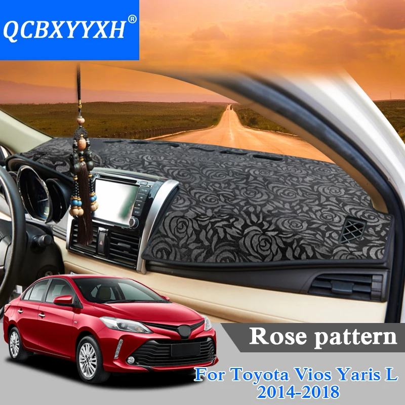 

Car Styling Dashboard Protective Mat Shade Cushion Pad Rose Pattern Carpet For Toyota Vios Yaris L 2014-2018 LHD&RHD Internal