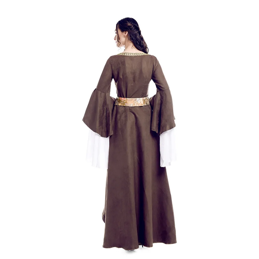 Женское сексуальное средневековое платье с открытыми плечами Винтажный стиль готическое платье длиной до пола Косплей Платья Ретро