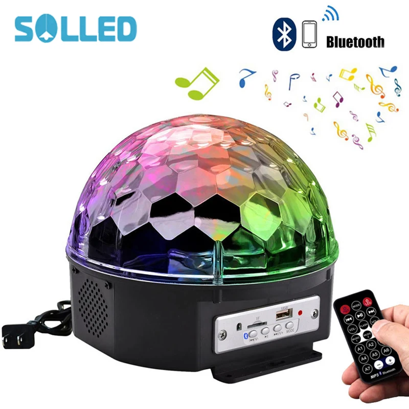 

SOLLED Bluetooth Music Playing 6 Colors Changing Rotary Voice Control Crystal Magic Ball LED Lamp Romantic Fairy Bedside