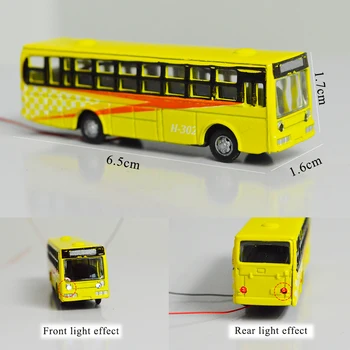 

Alloy Luminous Model Bus 1/150 Toy Collection Building Transportation Train 5pcs Sand Table Making Simulation Scene Can Glow