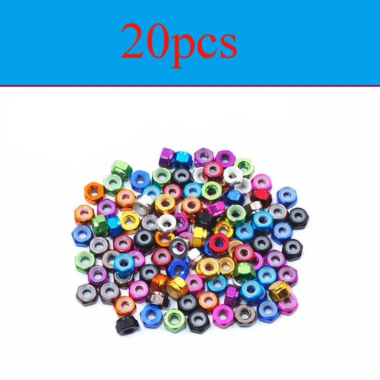 20PCS 6061 Aluminum Alloy M3 Nut Anti-loose Anti-slip 3mm Colorful FPV Screw for RC UAV Drone Aircraft FPV Racing Quadcopter 20PCS 6061 Aluminum Alloy M3 Nut Anti-loose Anti-slip 3mm Colorful FPV Screw for RC UAV Drone Aircraft FPV Racing Quadcopter