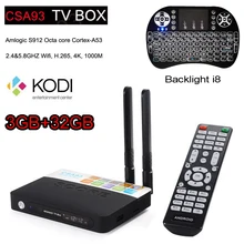 3 ГБ 32 ГБ CSA93 Amlogic S912 Окта основные Android 6.0 TV Box 2.4/5 Г Wi-Fi H.265 4 К 1000 М Смарт Meida Player добавить i8 Клавиатура подсветка