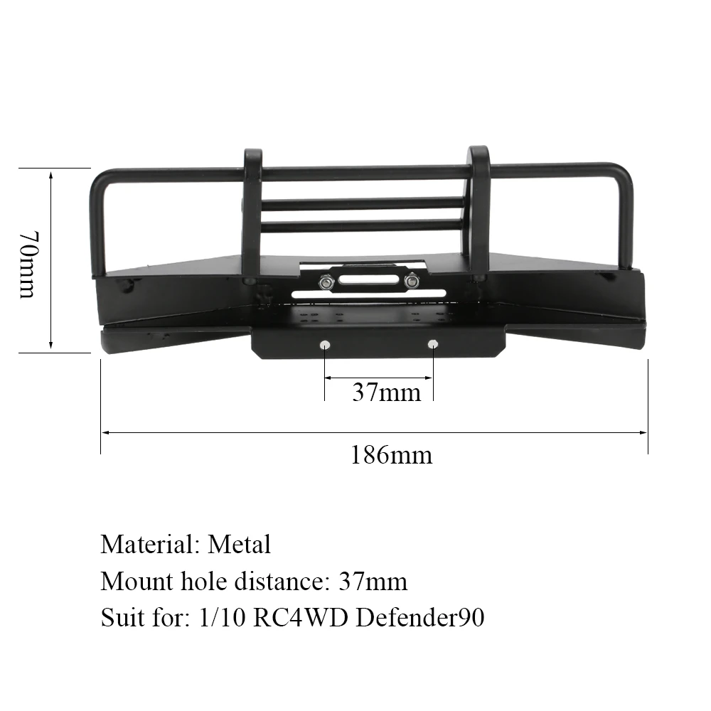 Metal Front Bumper with Trailer Buckle for 110 RC4WD D90 Axial SCX10 RC Rock Crawler (7)