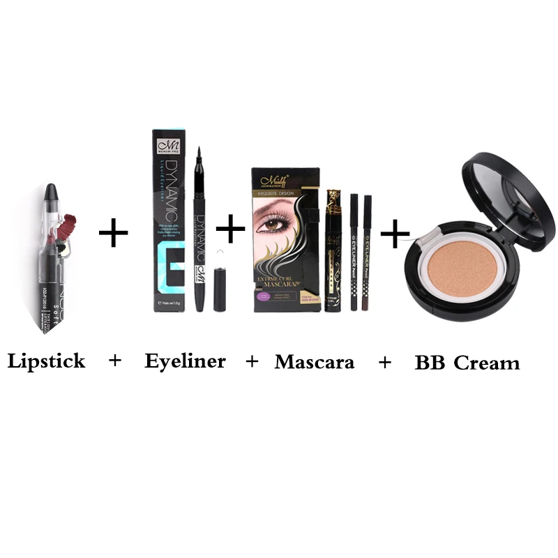 Menow бренд Make Up Set длительный Тушь для ресниц+ Водонепроницаемый Подводка для глаз+ Корректоры для лица Основа+ не прилипают cup Губная помада 4190 - Цвет: Make up set