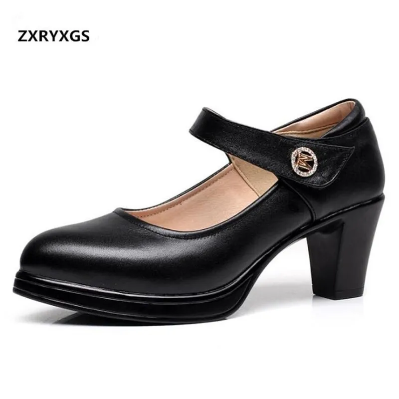 2019 Spring and Autumn Rhinestone Shallow Mouth Genuine Leather Shoes ...