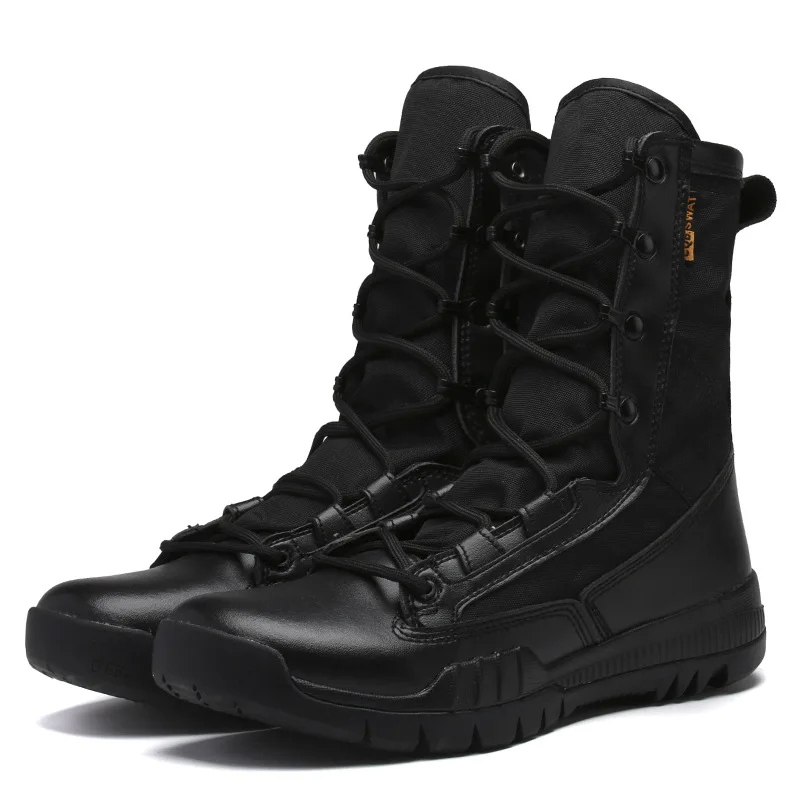 

Masorini 2019 Men Military Boots Black Breathable Canvas Ultra Light Desert Shoes Mens Combat Ankle Tactical Army Boots WW-666