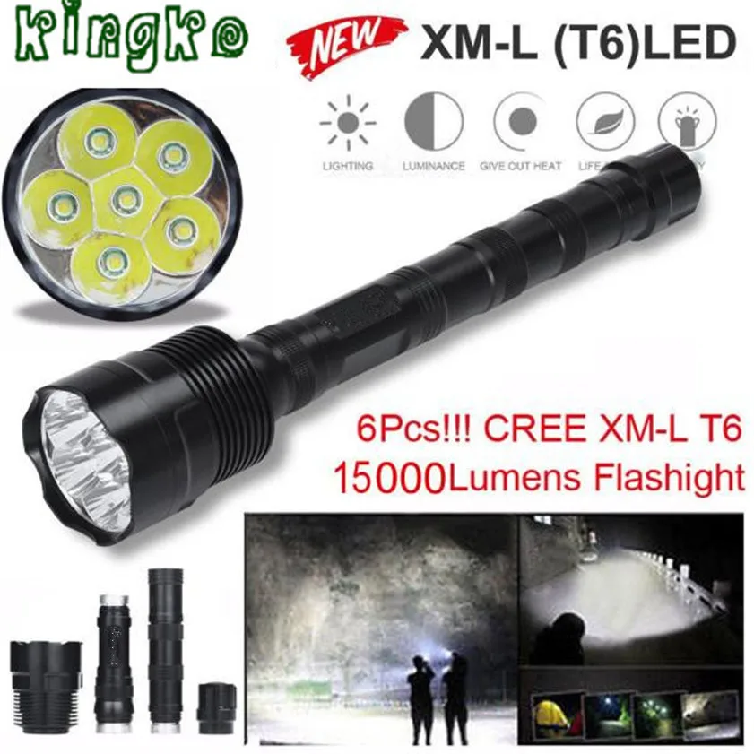 

High Quality Tactical 15000 Lumen 6 x XML T6 LED Flashlight Torch Light 5 Modes 18650 Hunting1.22