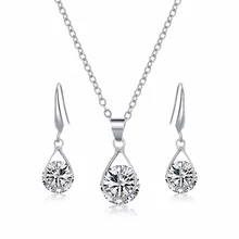 Manxiuni дизайн капли воды AAA+ CZ Кристалл Свадебные Ювелирные наборы покрытые серебром со стразами ожерелье Свадьба для женщин JX3014