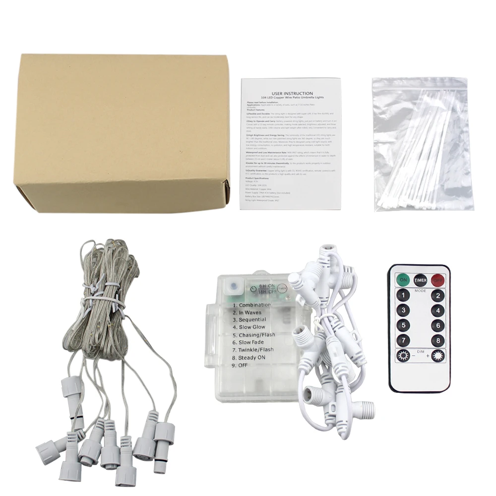 Upgraded Patio Umbrella Light Garden Parasol Lamp Ip67 Waterproof Led String Light Flexible Decor Ogrodowy Lighting Outdoor Lamp Aliexpress