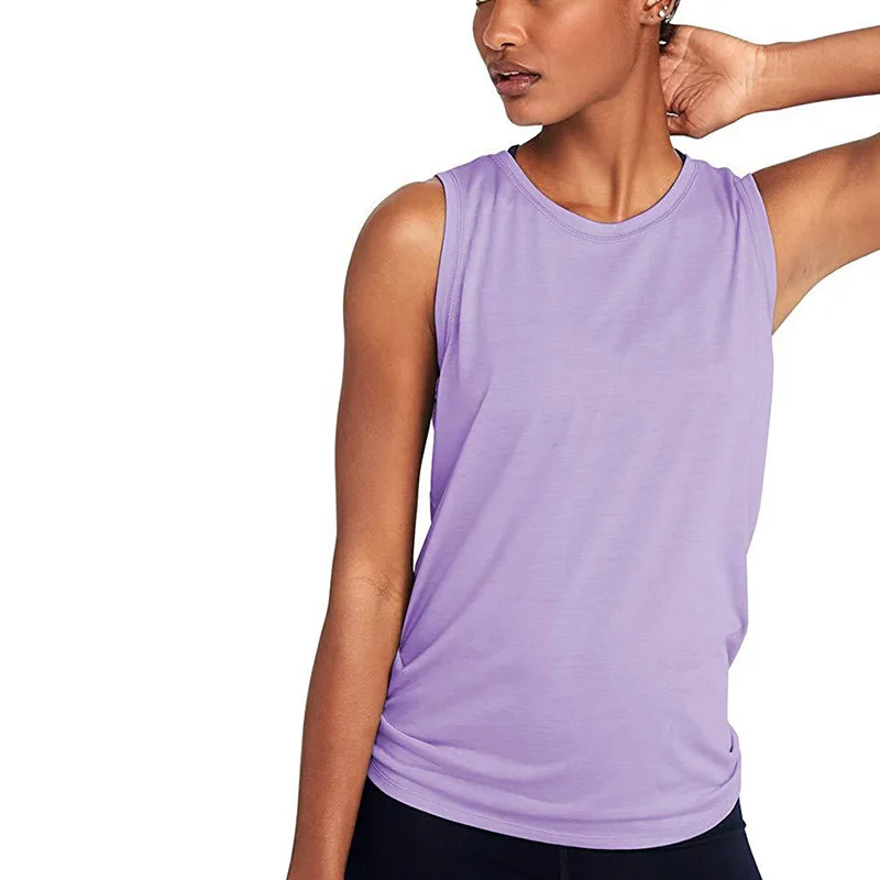 SALSPOR, спортивные рубашки без рукавов, женская летняя дышащая майка для йоги, быстросохнущая однотонная сетчатая Открытая Майка, Спортивная майка - Цвет: Purple