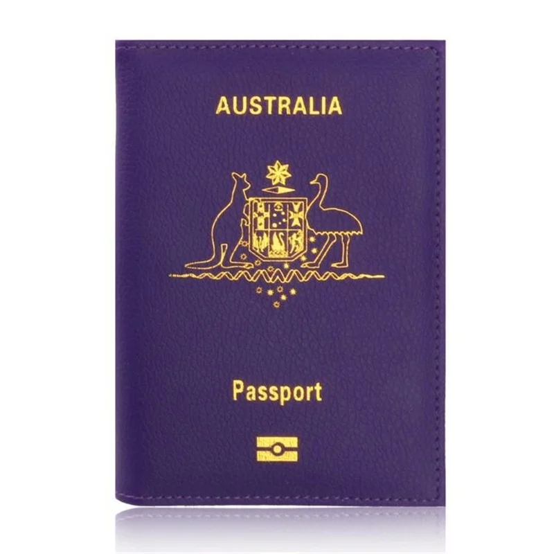 Австралийская Обложка для паспорта, женские обложки для паспорта, чехол для паспорта, дорожный кошелек, держатель для паспорта, органайзер для документов - Цвет: Purple