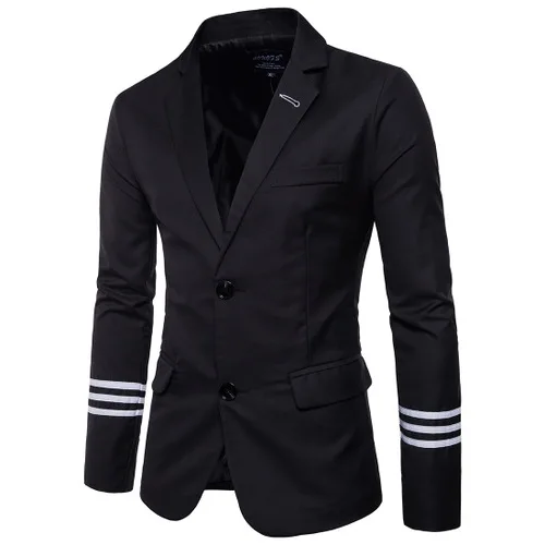 Пиджаки Для мужчин костюмы Новое поступление Для мужчин Стильный свадебный костюм стильный пиджак мужской повседневный блейзер - Цвет: Черный