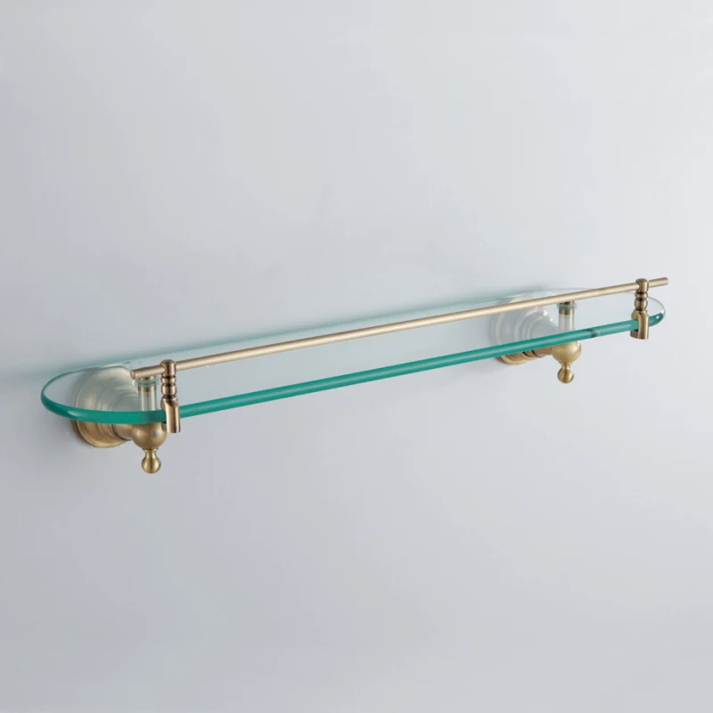 Antique Bronze Single layer Bath Shelf Brass Wall Mounted Glass shelf