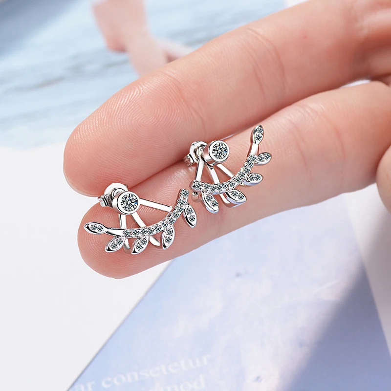 

AAA Zirconia Leaves Pendant Stud Earrings High Quality Silver Earrings Fashion Wedding Jewelry Accessories Gifts for Women Girls
