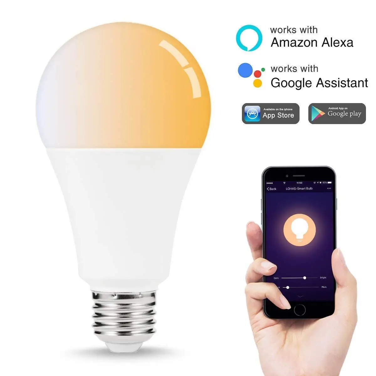 

WiFi Smart Light LED Bulbs E27 14W Warm 2000K to Cool White 6000K Colour Changing Mood Light Works with Alexa and Google Home