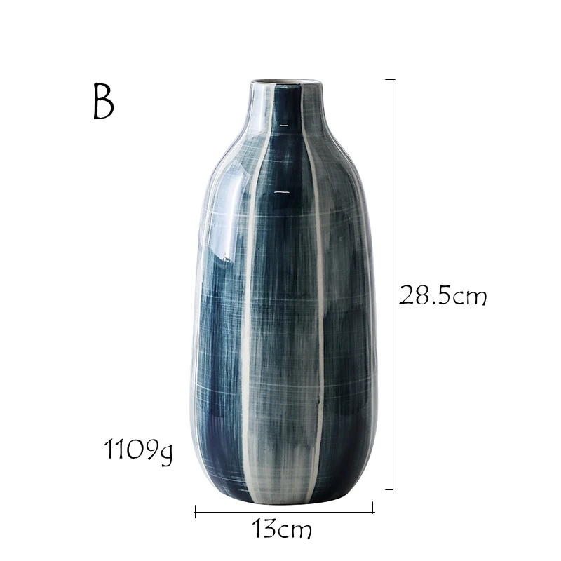 1 шт. Индиго синяя керамическая ваза простые линии цветочные вазы декоративная Цветочная ваза Основные аксессуары для украшения стола дома