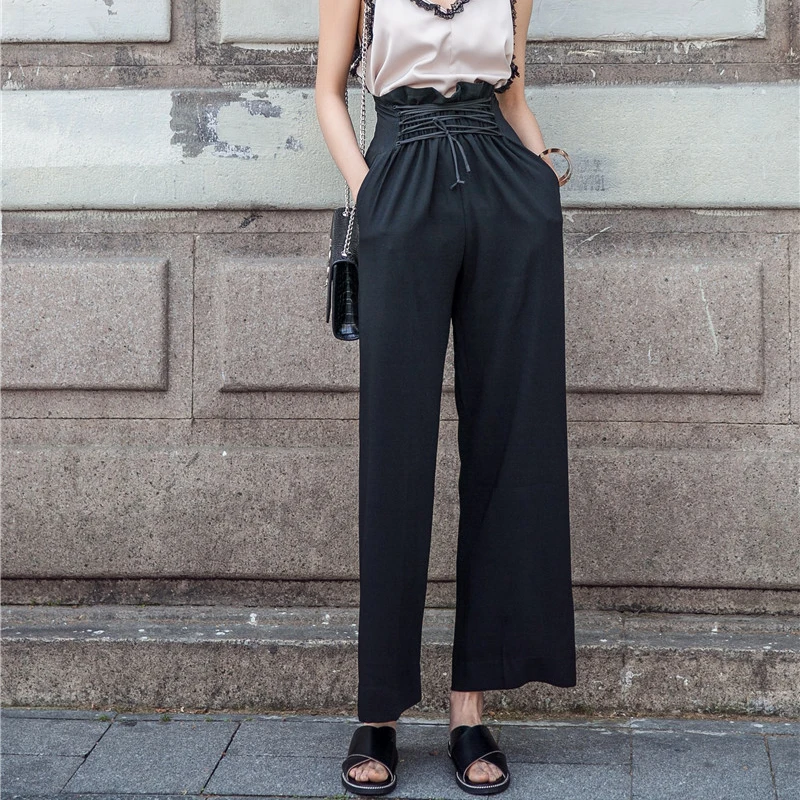 2018 European Style Black Gray Casual Fashion Full Length