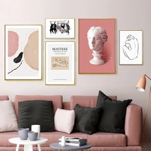 Без рамы современный для гостиной скандинавский розовый художественный греческий стиль холст живопись Настенная художественная постер и принты настенные картины живопись