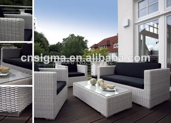 Cómodo de patio al aire libre muebles de mimbre barato habitación sofá
