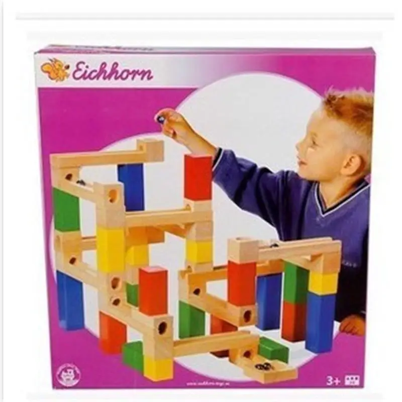 

33pcs DIY Construction Wooden Ball Run Maze Balls Track Kids Boys&Girls Gaming Building Blocks Toys