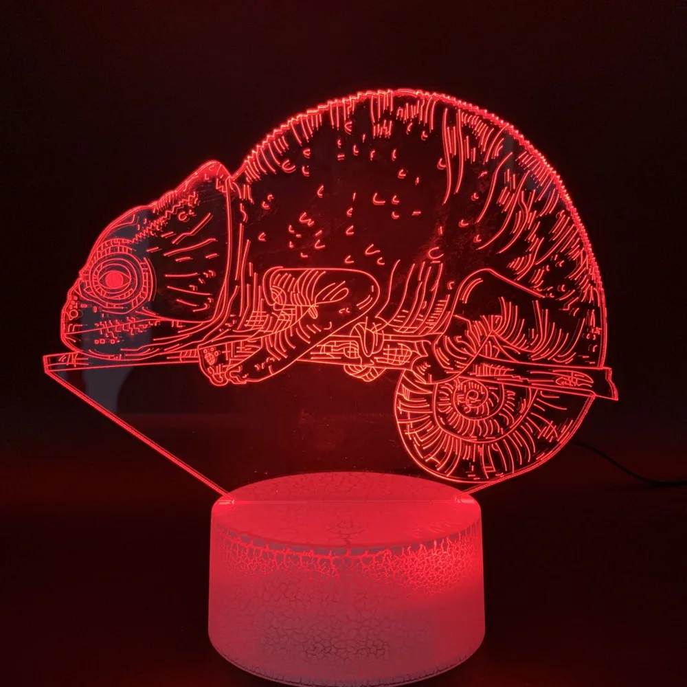 

Home Decoration Crafts Animal Chameleons Led Night Light Birthday Gift for Children Bedroom Baby Nightlight Usb 3d Night Lamp