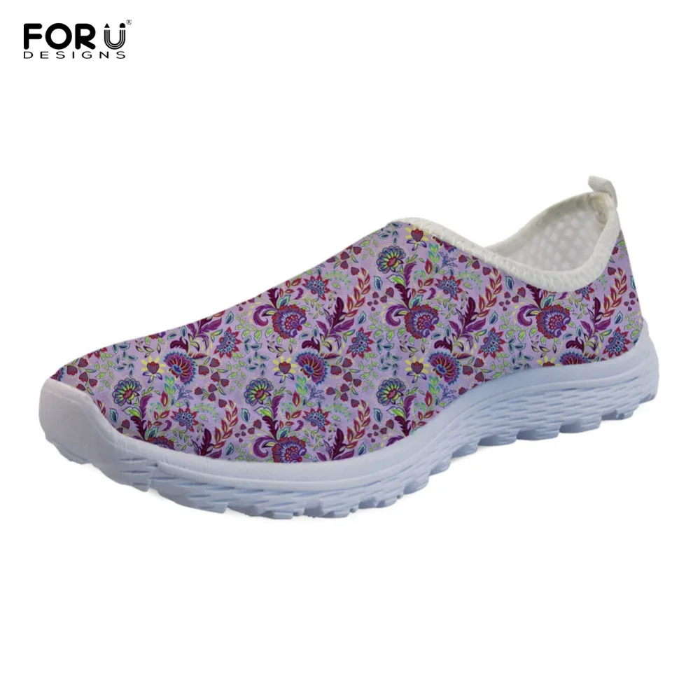

FORUDESIGNS Summer Comfortable Sneakers for Women Casual Lightweight Flats Bohemia Pattern Women's Breathable Mesh Loafers Shoes