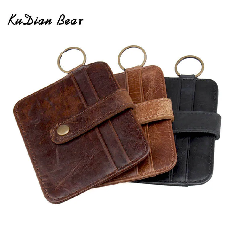 

KUDIAN BEAR Brand Leather Card Holder Rfid Credit Card Holder Vintage Designer Travel Card Wallets for Documents -- BIH030 PM49
