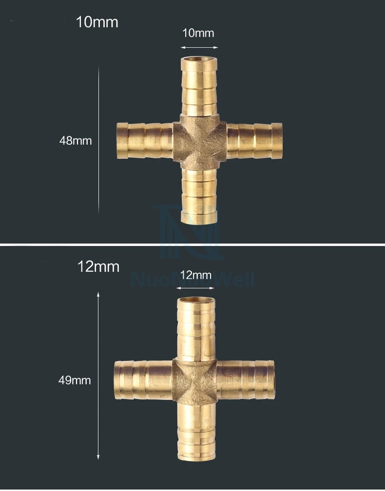 NuoNuoWell Латунь Равно Барб Разъем Cooper совместных газа трубы орошения фитинги OD6mm 8 мм 10 мм 12 мм Муфта 2pcs-Pack