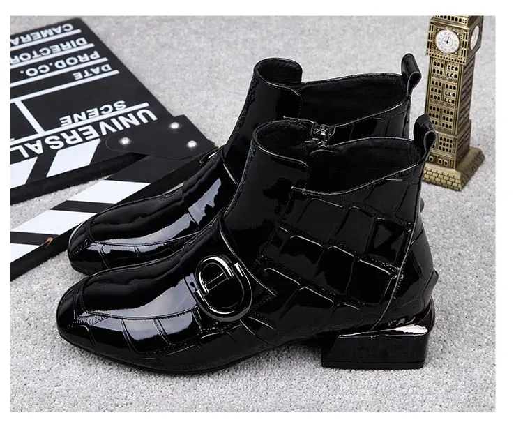 Новинка; однотонные ботильоны из флока черного цвета; женская обувь; женские короткие плюшевые ботинки; модные зимние ботинки на низком каблуке; Botas Mujer graphara