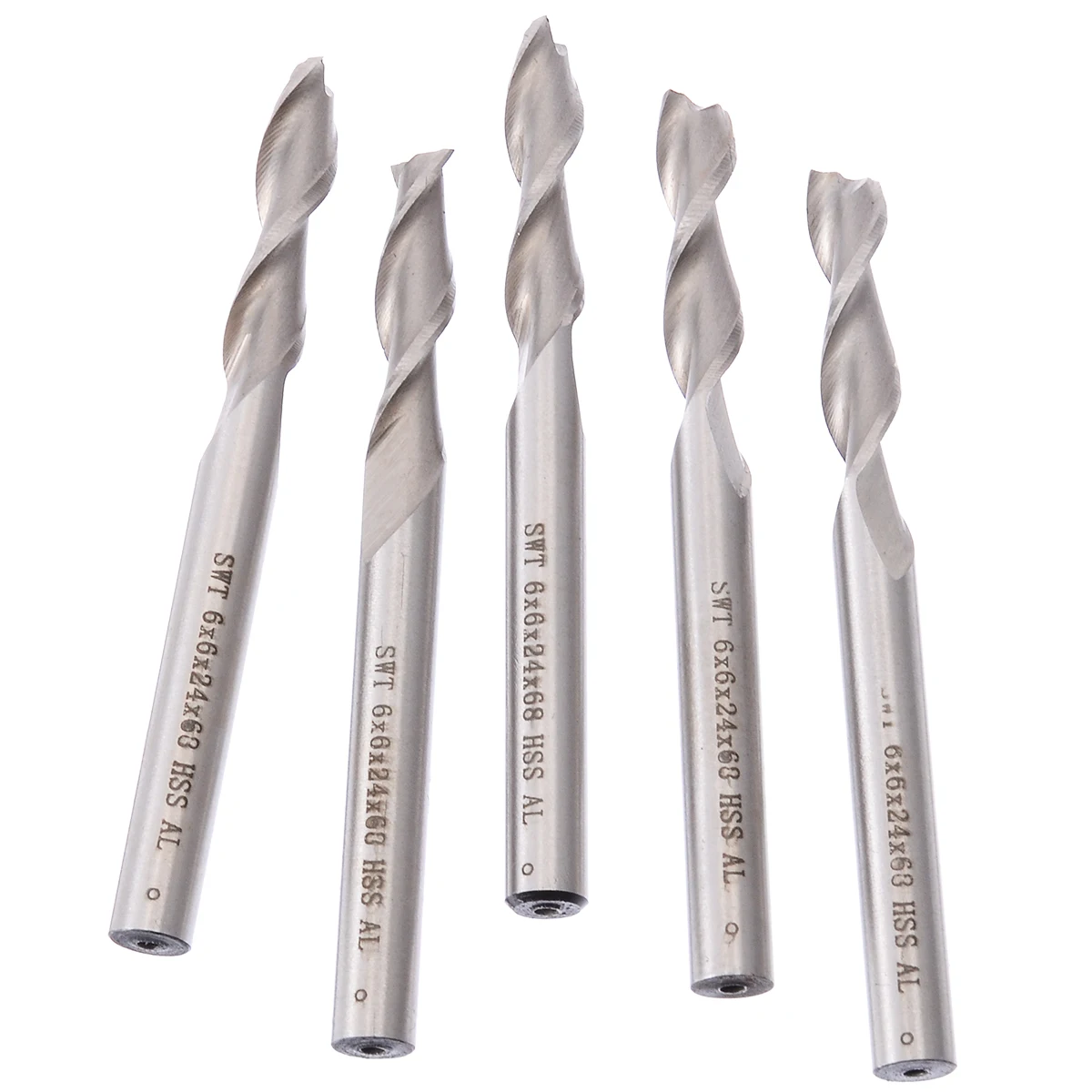 5Pcs 2 Flute End Mill Set 6mm Shank Extended HSS & Aluminium CNC Milling Cutter Bit Kit