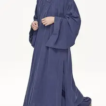 Унисекс с широкими рукавами, осенний костюм-монах наивысшего качества, хлопковое и льняное платье для медитации дзен, халат, униформа для боевых единоборств темно-синего цвета