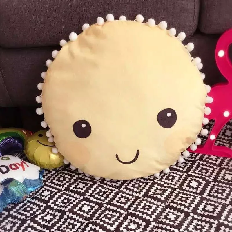 Creative Cartoon Smile Face Sun Cushion Pillow Calm Sleep Toys Stuffed
