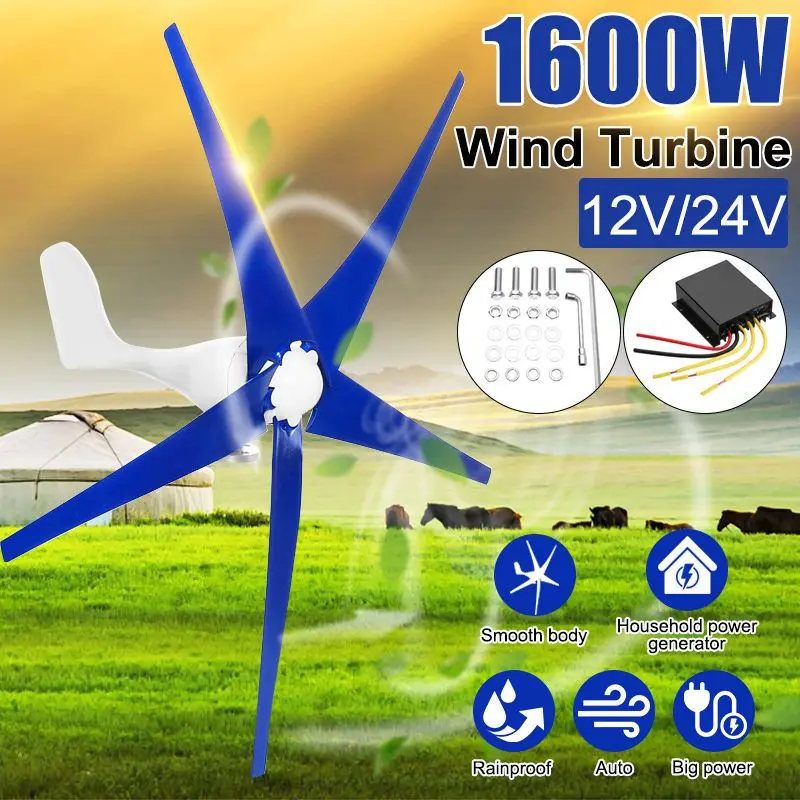 

Newest 2400W 12V 24 Volt Wind Turbines Generator 3/5Wind Blades Power Windmill Energy Turbines Charge for Home Or Camping