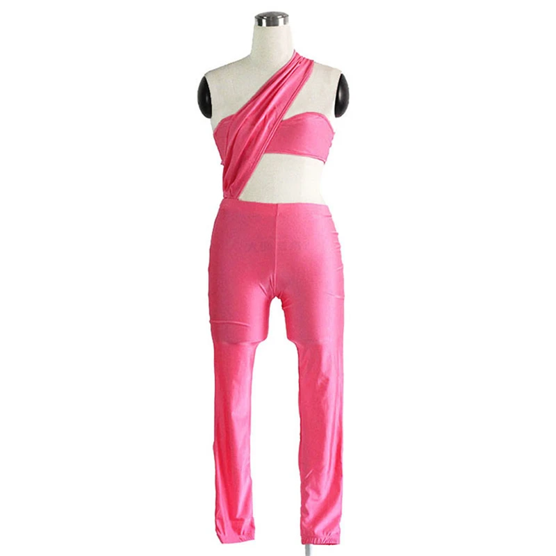 Factory Price Wholesale One shoulder Pink Bodysuit Women Clothing