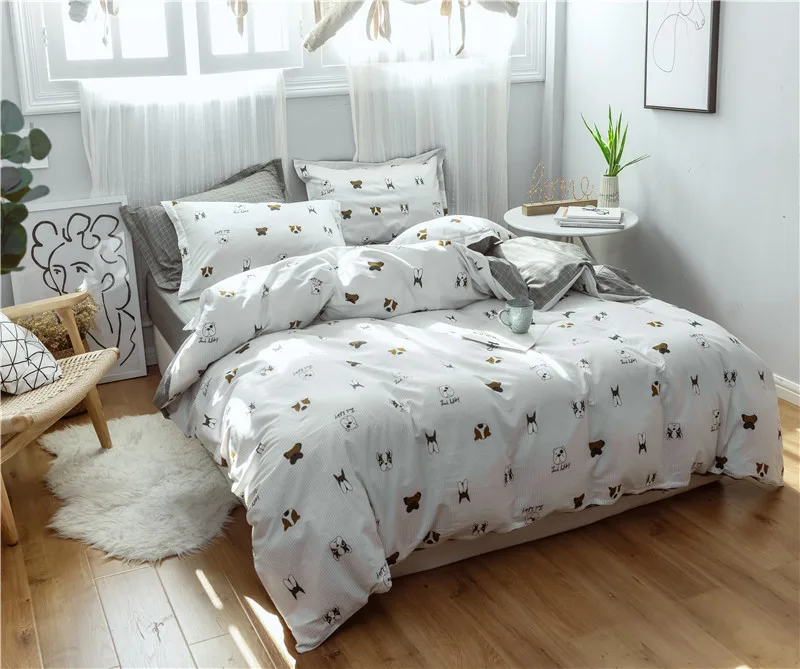 Милый комплект постельного белья с изображением кота поросенка, мультяшное одеяло, покрывало, двойная простыня, набор пододеяльников, набор постельного белья для взрослых девочек, королева, король
