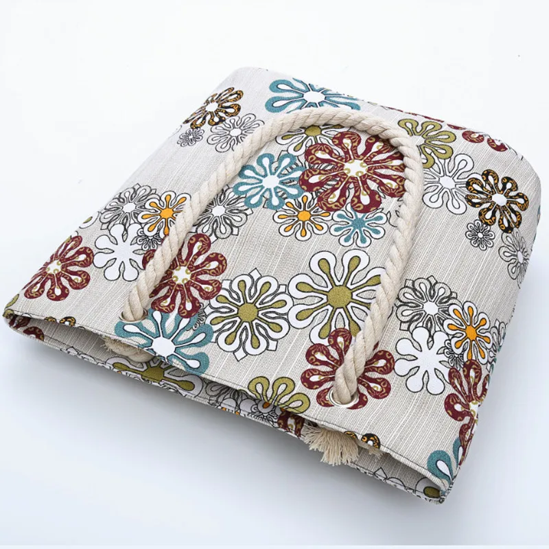 Большая вместительная женская сумка для покупок Холщовая Сумка с цветочным