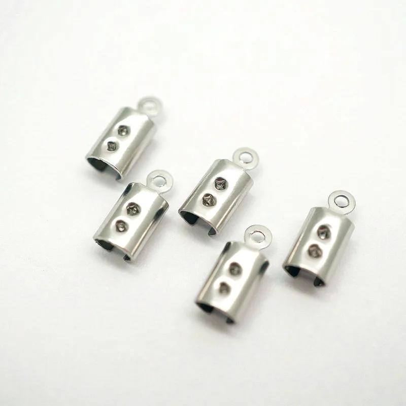 

100Pcs/lot Stainless Steel Fold Over Crimp Cord Ends Leather Clasp Tip End Jewelry Connector Jewelry Making Supplies HK194