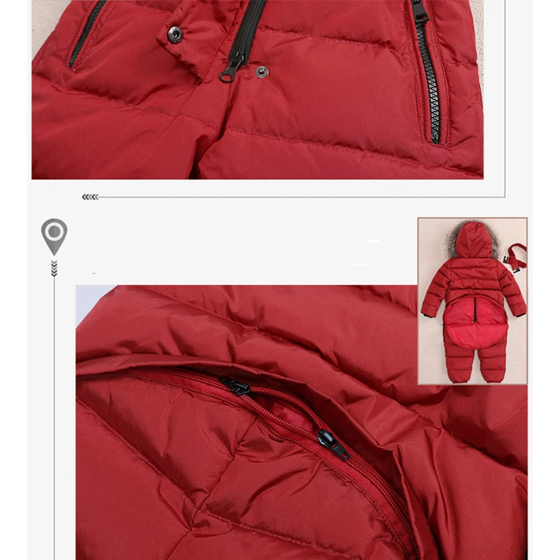 Верхняя одежда детский лыжный костюм Детские Пуховые комбинезоны с капюшоном из натурального меха, теплые зимние комбинезоны для мальчиков и девочек на температуру до-30 градусов От 3 до 8 лет
